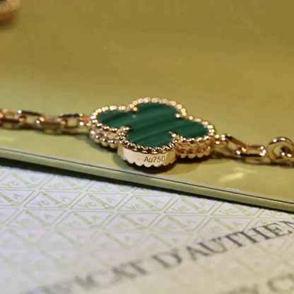 [Lucky Star]CLOVER 5 MOTIFS MALACHITE BRACELET
