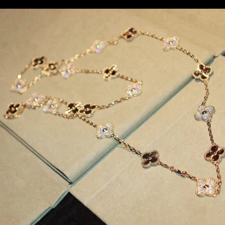 [Lucky Star]CLOVER 20 MOTIFS LASER DIAMOND NECKLACE