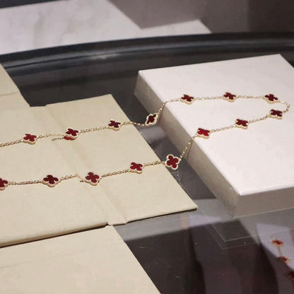 [Lucky Star]CLOVER 20 MOTIFS CARNELIAN NECKLACE