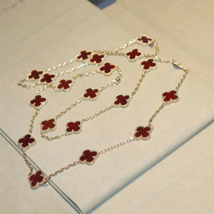 [Lucky Star]CLOVER 20 MOTIFS CARNELIAN NECKLACE