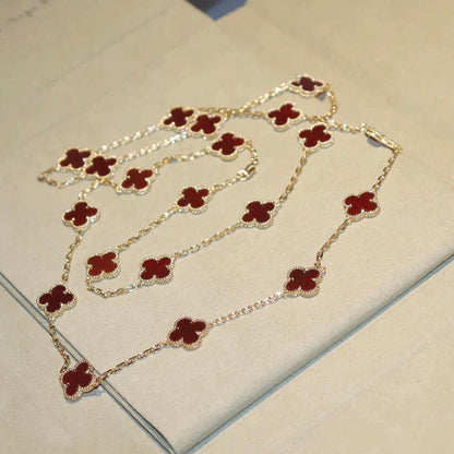 [Lucky Star]CLOVER 20 MOTIFS CARNELIAN NECKLACE
