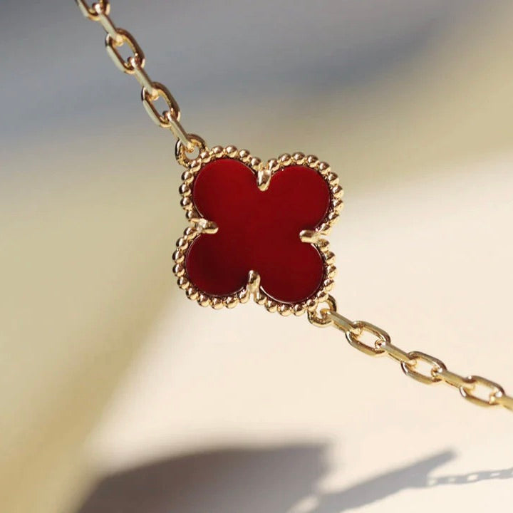 [Lucky Star]CLOVER 20 MOTIFS CARNELIAN NECKLACE