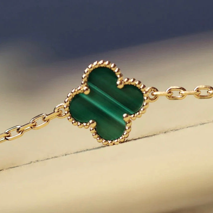 [Lucky Star]CLOVER 20 MOTIFS MALACHITE DIAMOND NECKLACE