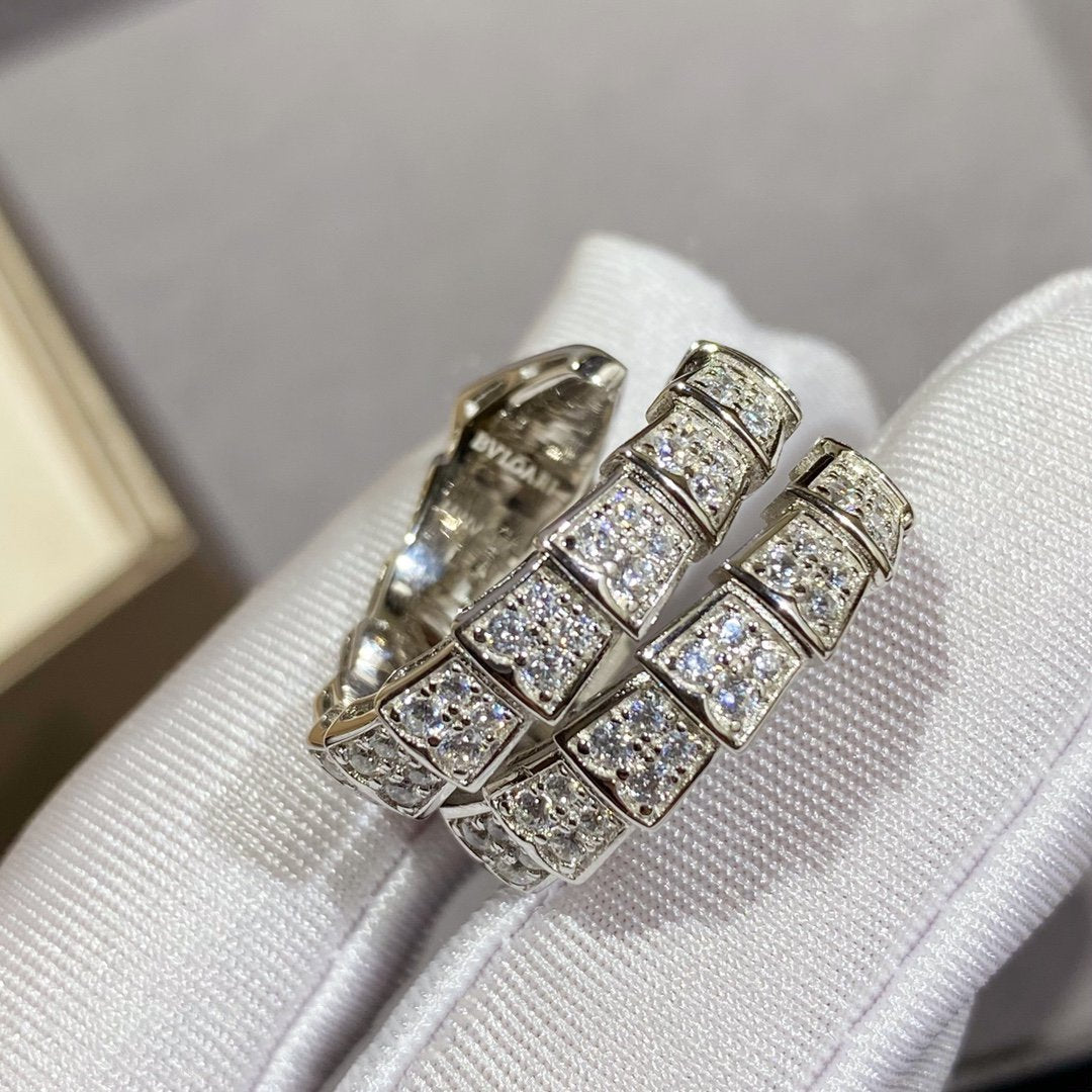 [Lucky Star]SERPENTI DOUBLE RING SILVER DIAMOND PAVED