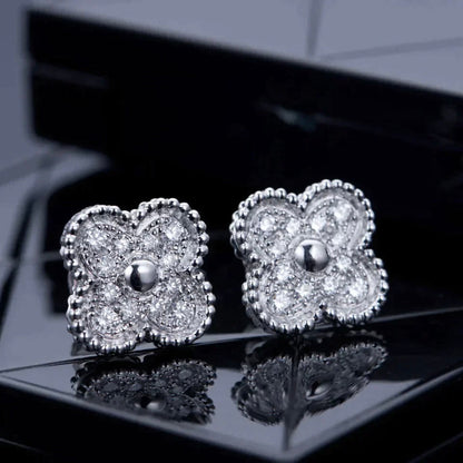 [Lucky Star]CLOVER 1 MOTIFS DIAMOND OHRSTECKER SILBER