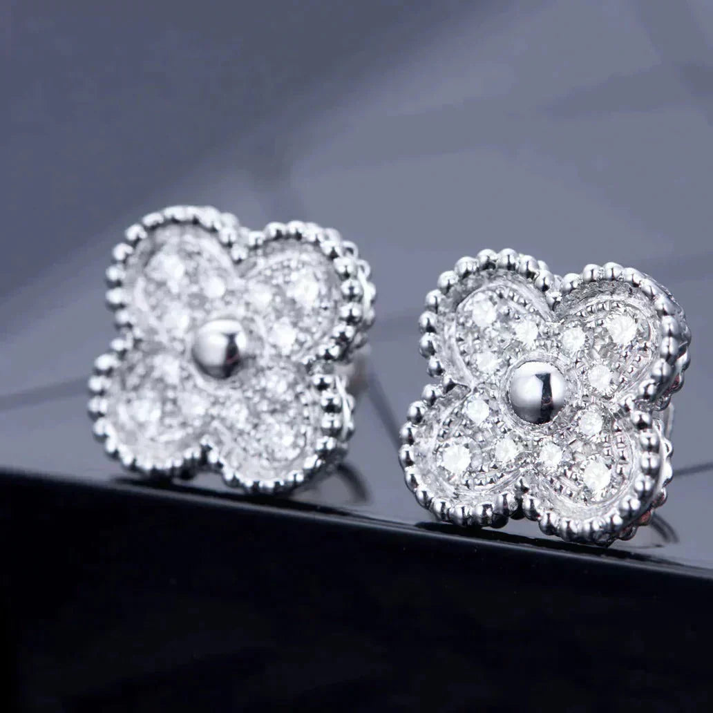 [Lucky Star]CLOVER 1 MOTIFS DIAMOND OHRSTECKER SILBER