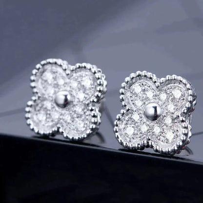 [Lucky Star]CLOVER 1 MOTIFS DIAMOND OHRSTECKER SILBER