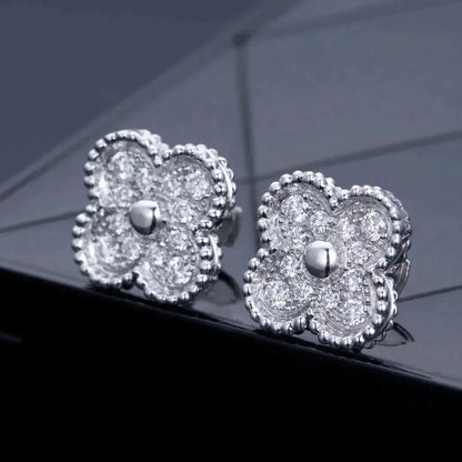 [Lucky Star]CLOVER 1 MOTIFS DIAMOND OHRSTECKER SILBER