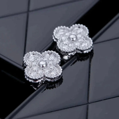 [Lucky Star]CLOVER 1 MOTIFS DIAMOND OHRSTECKER SILBER