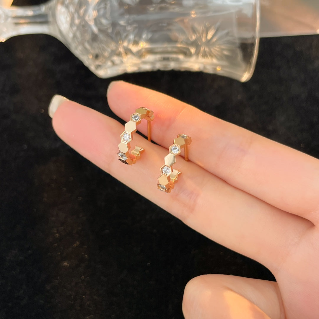 [Lucky Star]BEE LOVE DIAMOND HOOP EARRINGS