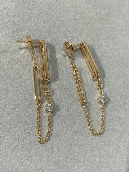 [Lucky Star]CHAINE CHAOS DIAMOND DROP EARRINGS
