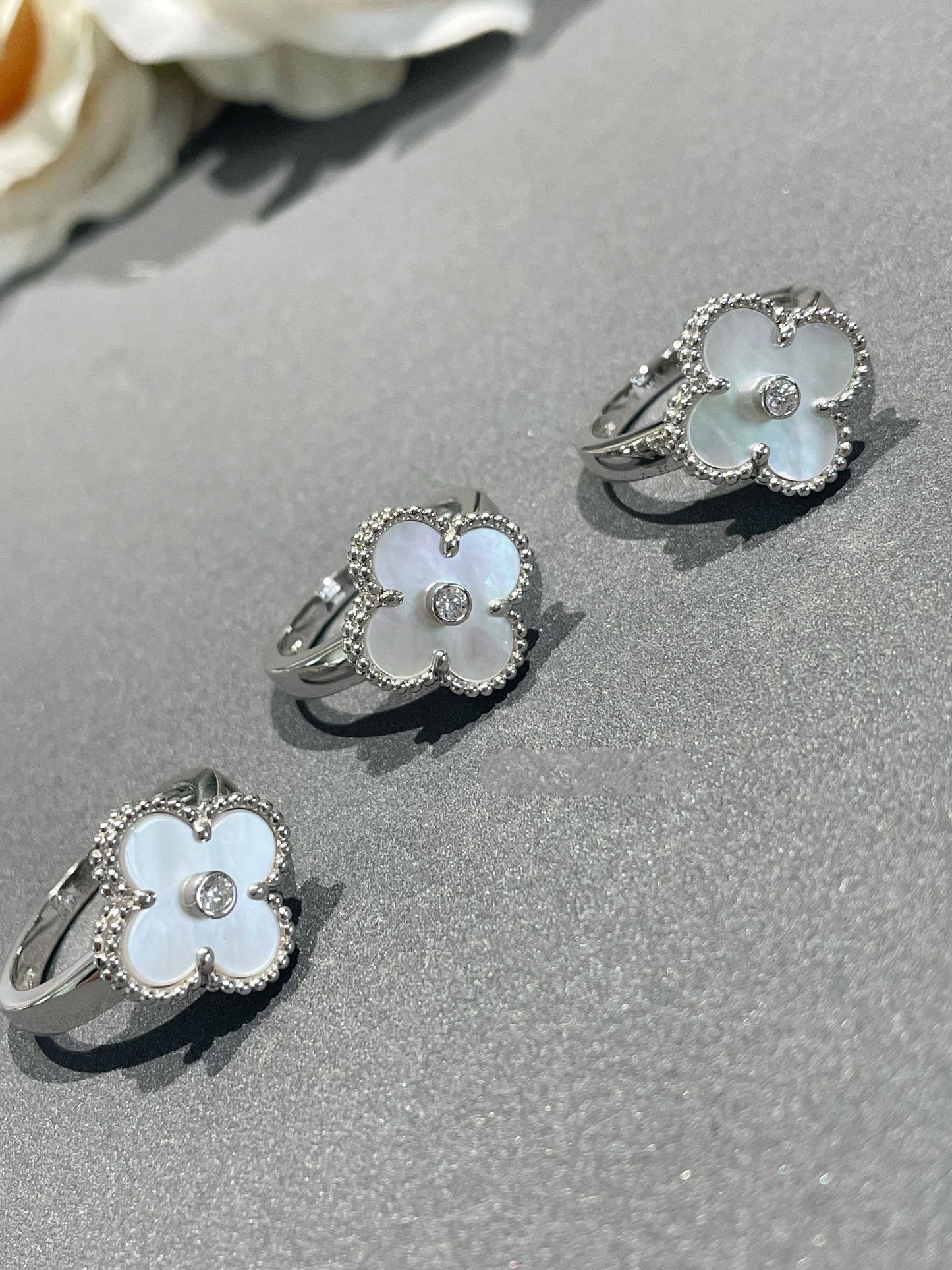 [Lucky Star]CLOVER SILVER MOP DIAMOND RING