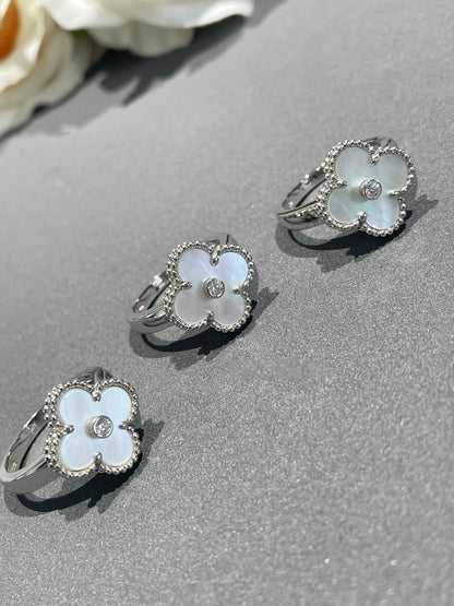 [Lucky Star]CLOVER SILVER MOP DIAMOND RING