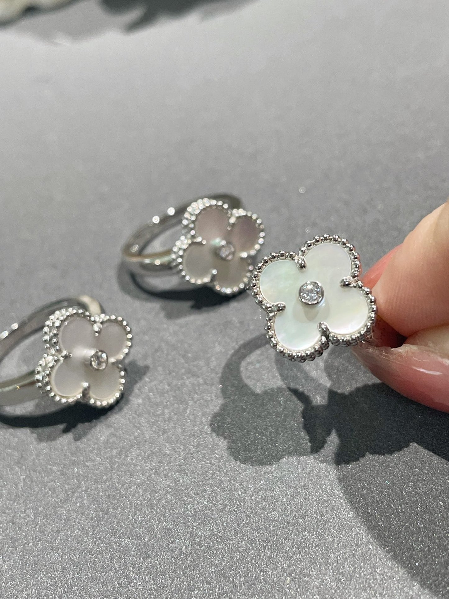 [Lucky Star]CLOVER SILVER MOP DIAMOND RING