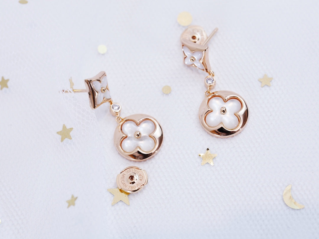 [ラッキースター]スターアンドサン ピンクゴールド モップドロップピアス