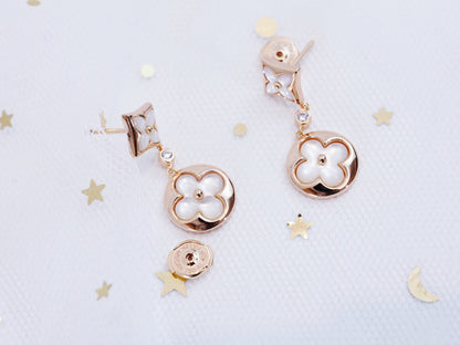 [ラッキースター]スターアンドサン ピンクゴールド モップドロップピアス