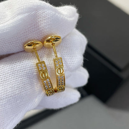 [Lucky Star]LOVE DIAMOND GOLD HOOP EARRINGS