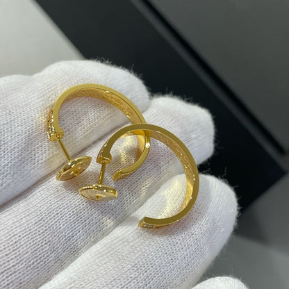 [Lucky Star]LOVE DIAMOND GOLD HOOP EARRINGS