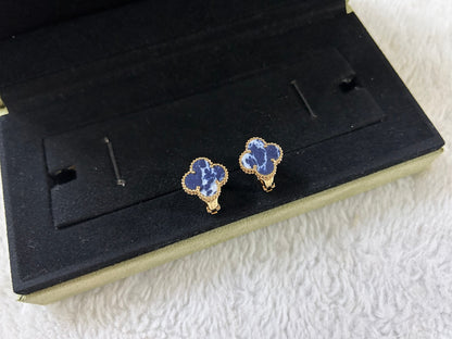 [Lucky Star]CLOVER PIETERSITE MEDIUM STUD EARRINGS