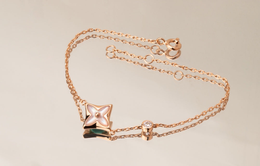 [Lucky Star] STAR PINK MOP 1 DIAMANT ROSGOLD HALSKETTE