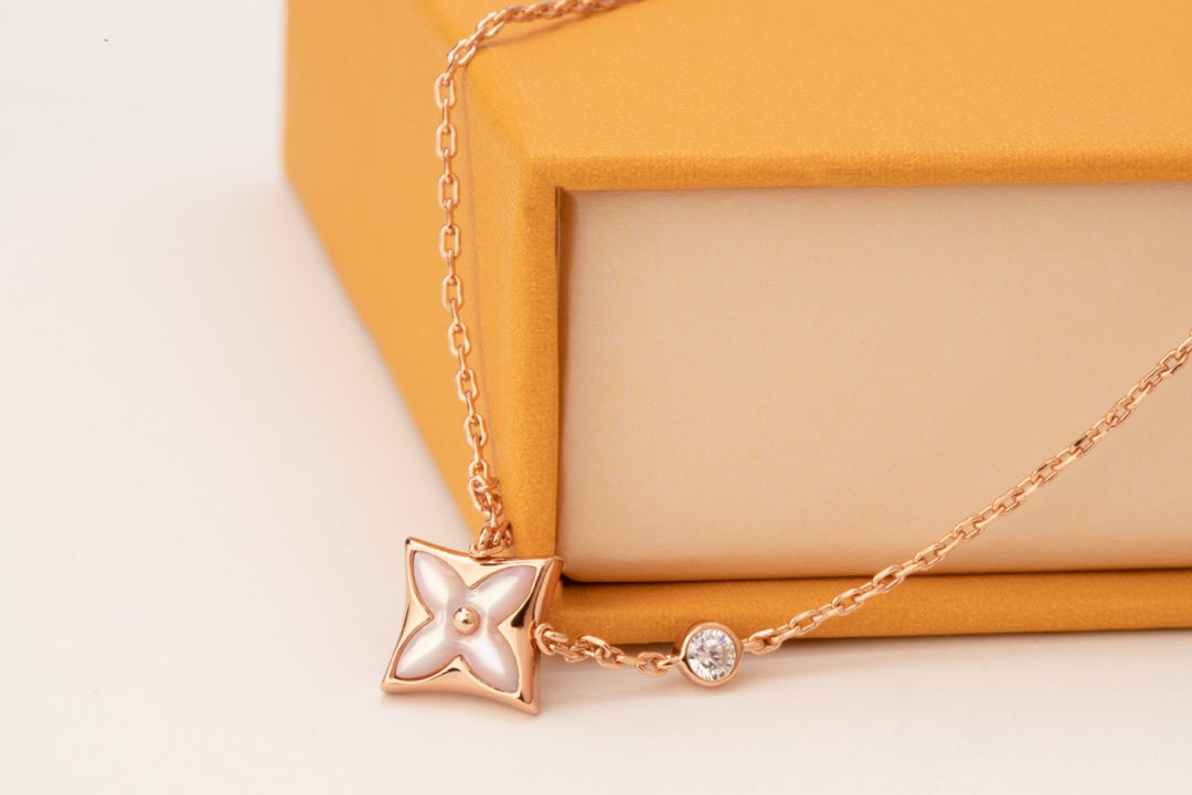 [Lucky Star] STAR PINK MOP 1 DIAMANT ROSGOLD HALSKETTE