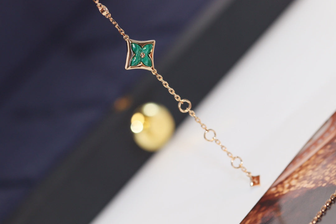 [Lucky Star]Stern und Sonne 4 Motiv Roségold Malachit Armband
