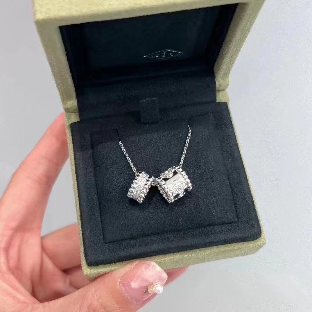 [Lucky Star]PERLEE DOUBLE PENDANT SILVER DIAMOND NECKLACE