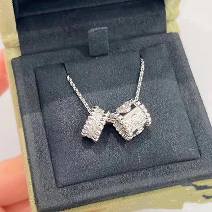 [Lucky Star]PERLEE DOUBLE PENDANT SILVER DIAMOND NECKLACE