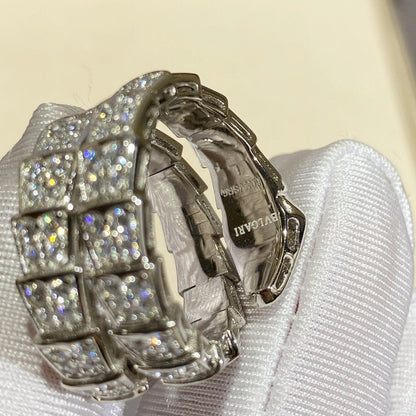 [Lucky Star]SERPENTI DOUBLE RING SILVER DIAMOND PAVED