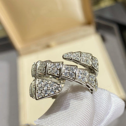 [Lucky Star]SERPENTI DOUBLE RING SILVER DIAMOND PAVED