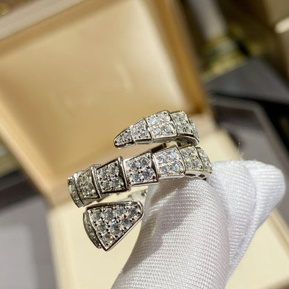 [Lucky Star]SERPENTI DOUBLE RING SILVER DIAMOND PAVED