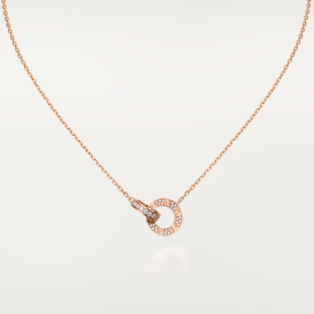 [Lucky Star]LOVE 7,6 MM HALSKETTE ROSÉGOLD UND SILBER VOLLER DIAMANT