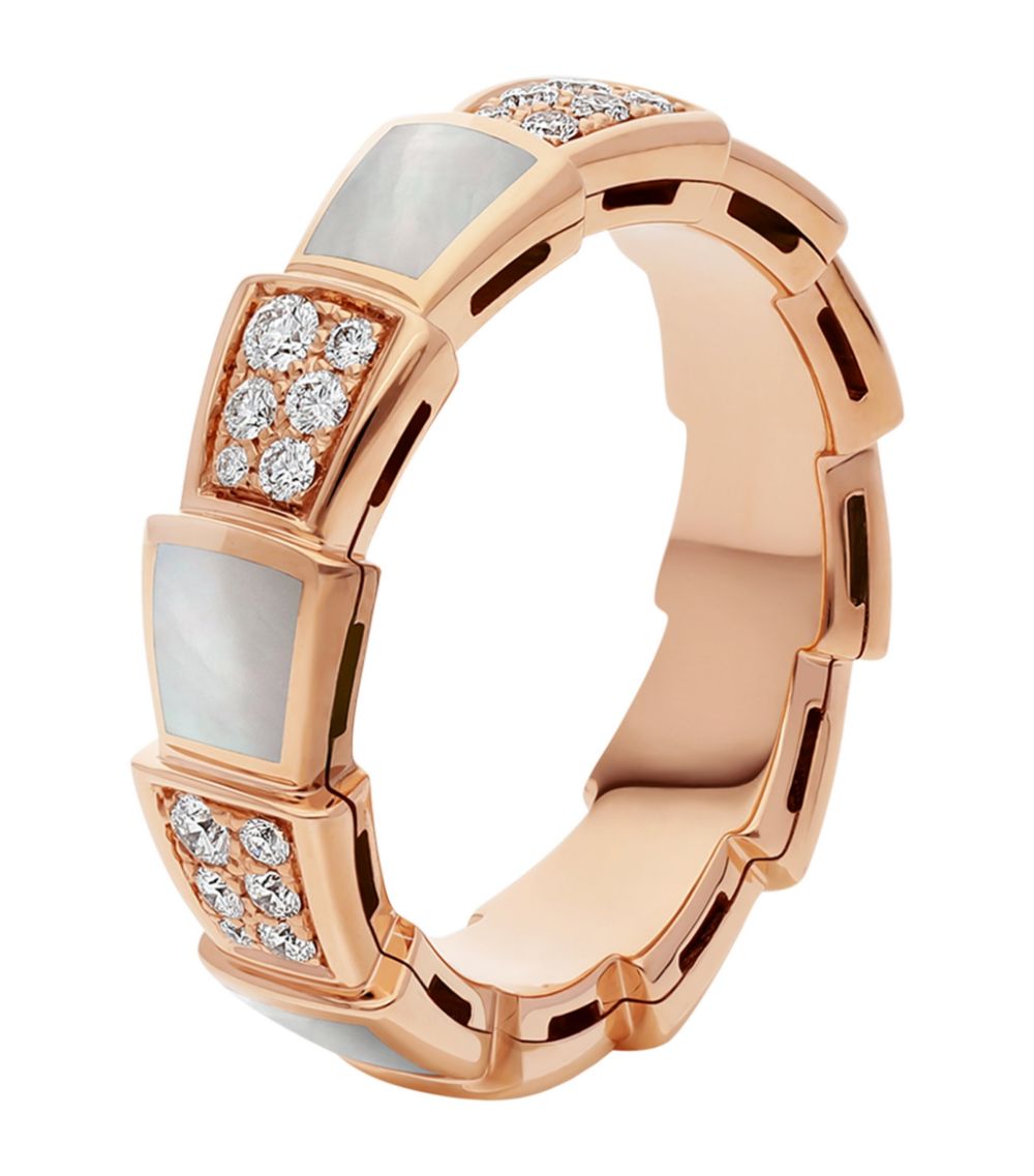 [Lucky Star]SERPENTI RING PINK GOLD MOP DIAMOND PAVED 4MM