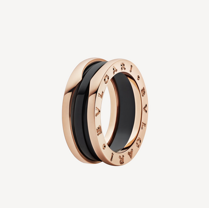 [Lucky Star]ZERO 1 TWO-BAND LOOPS AND BLACK CERAMIC PINK GOLD RING