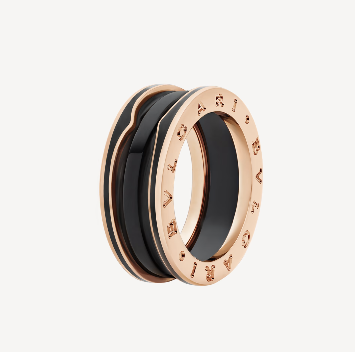 [Lucky Star]ZERO 1 TWO-BAND WITH MATTE BLACK CERAMIC PINK GOLD RING