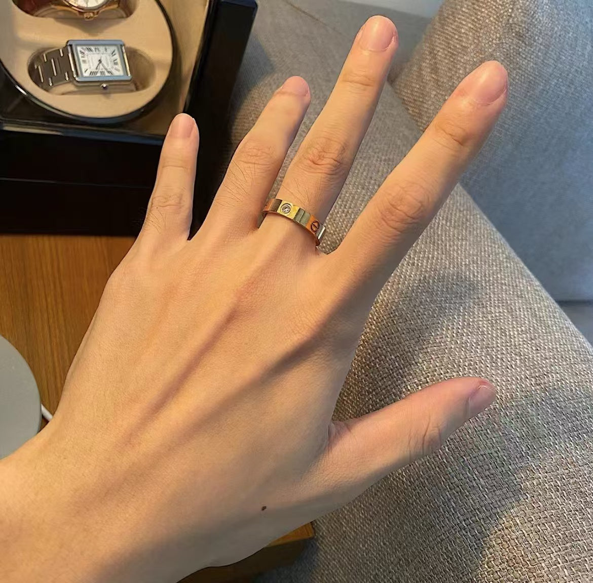 [Lucky Star]Liebesring 5,5 mm 3 Diamanten Gold