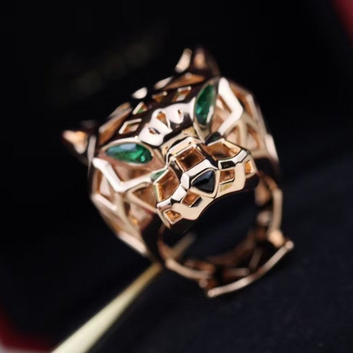 [Lucky Star]HOLLOW LEOPARD HEAD RING