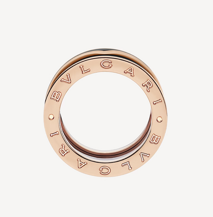 [Lucky Star]ZERO 1 TWO-BAND WITH MATTE BLACK CERAMIC PINK GOLD RING
