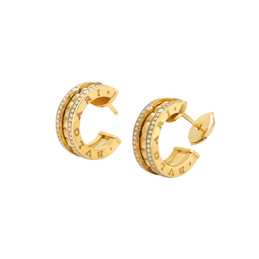 [Lucky Star]ZERO 1 ROCK GOLD EARRINGS WITH STUDDED SPIRAL AND PAVED DIAMONDS