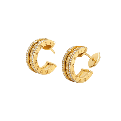 [Lucky Star]ZERO 1 ROCK GOLD EARRINGS WITH STUDDED SPIRAL AND PAVED DIAMONDS