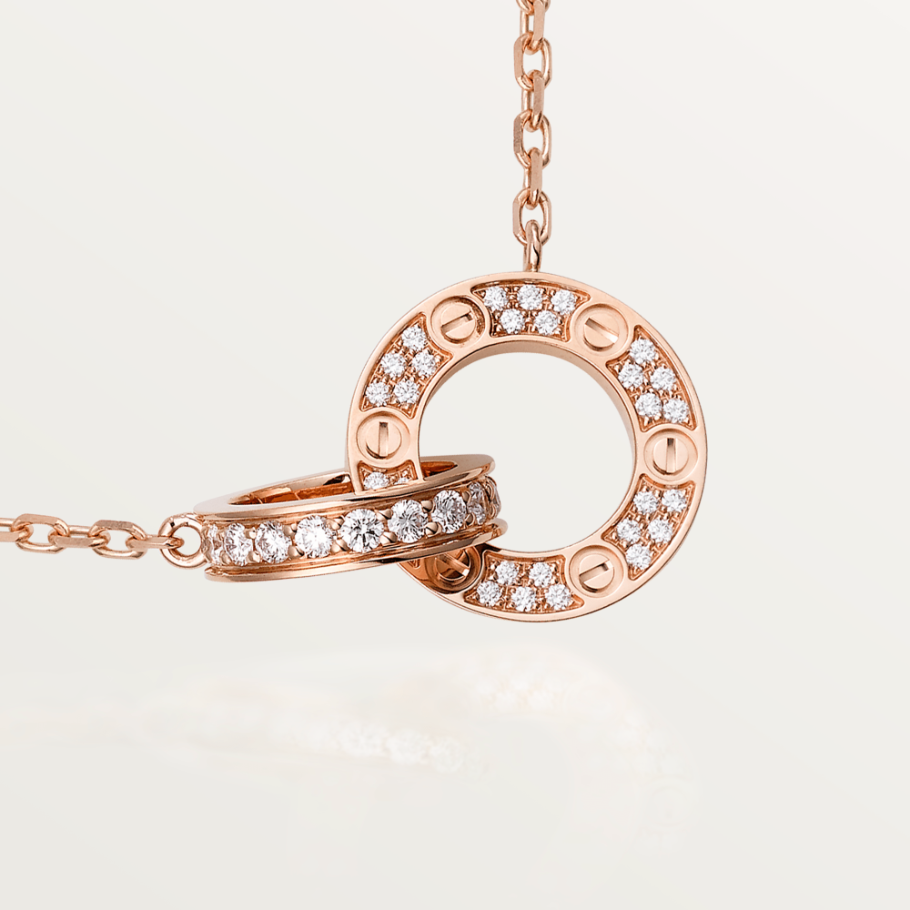 [Lucky Star]LOVE 7,6 MM HALSKETTE ROSÉGOLD UND SILBER VOLLER DIAMANT