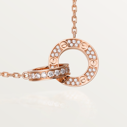 [Lucky Star]LOVE 7,6 MM HALSKETTE ROSÉGOLD UND SILBER VOLLER DIAMANT