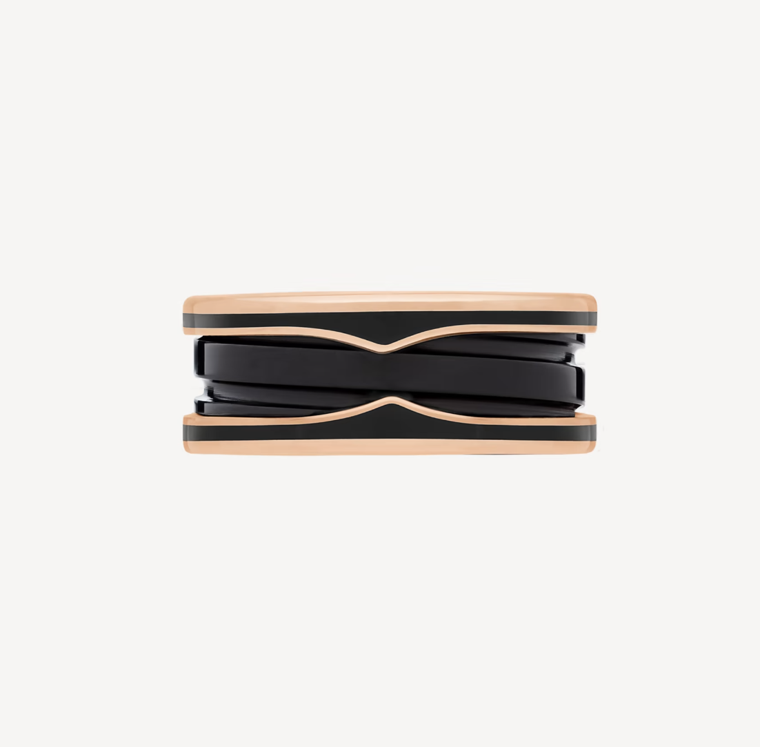 [Lucky Star]ZERO 1 TWO-BAND WITH MATTE BLACK CERAMIC PINK GOLD RING