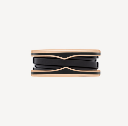 [Lucky Star]ZERO 1 TWO-BAND WITH MATTE BLACK CERAMIC PINK GOLD RING