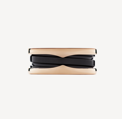 [Lucky Star]ZERO 1 TWO-BAND LOOPS AND BLACK CERAMIC PINK GOLD RING