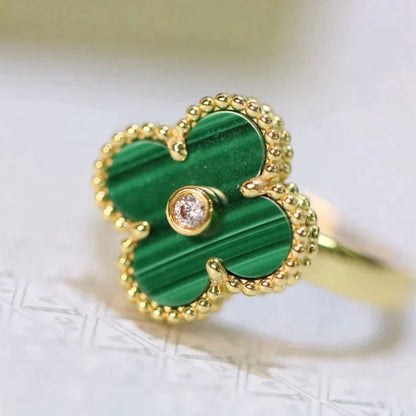 [Lucky Star]CLOVER MALACHITE RING GOLD DIAMOND