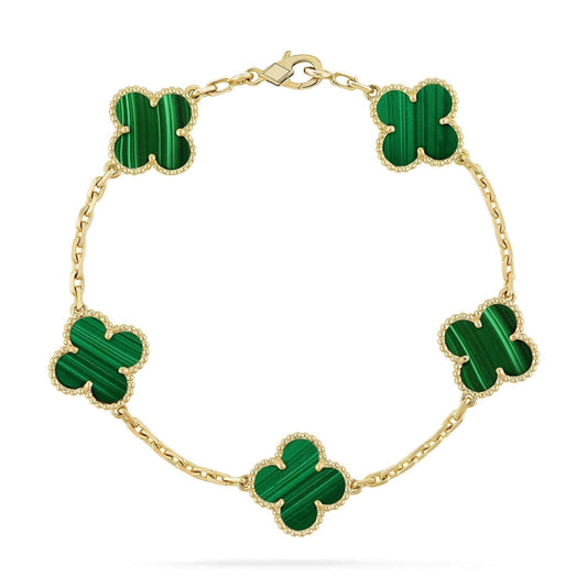 [Lucky Star]CLOVER 5 MOTIFS MALACHITE BRACELET