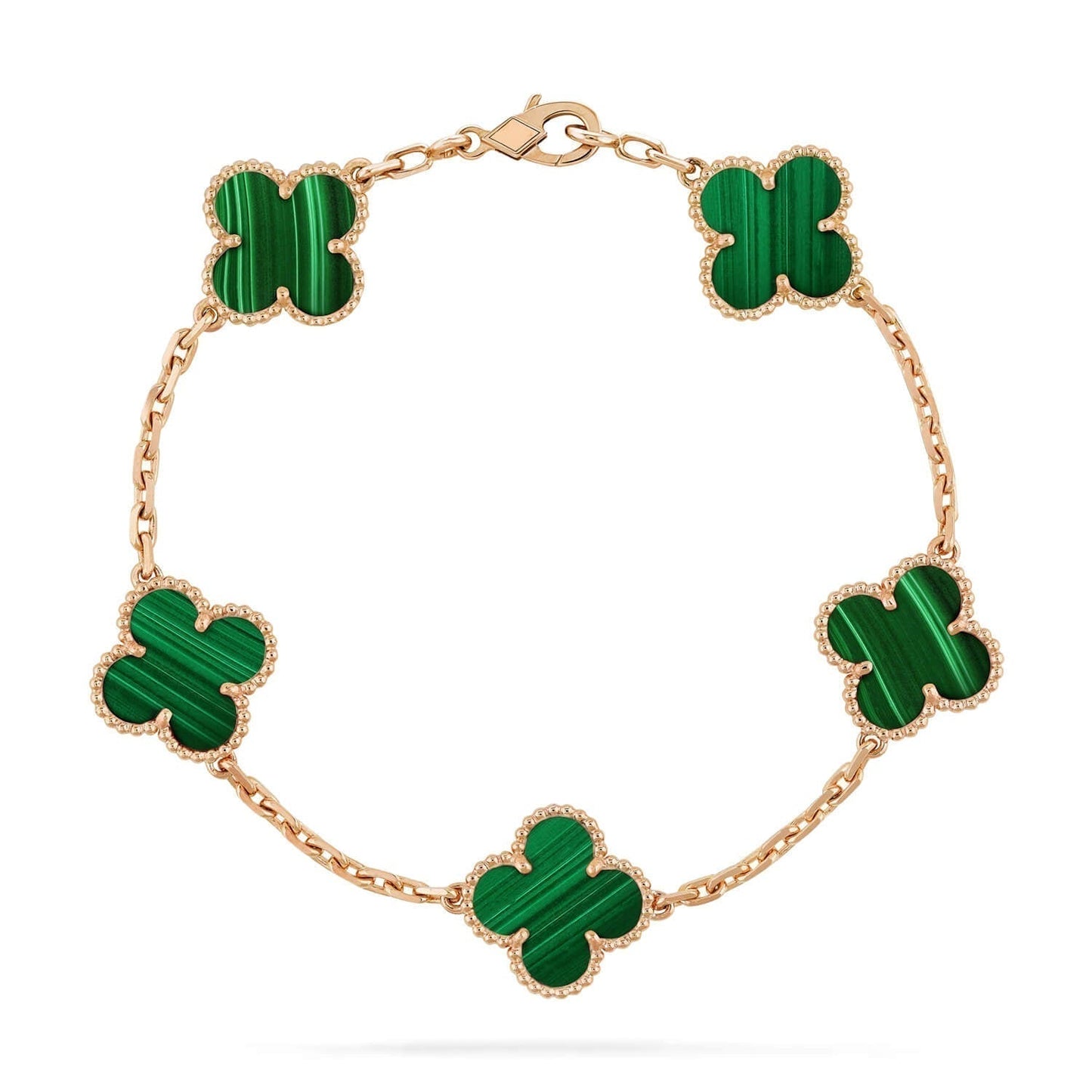 [Lucky Star]CLOVER 5 MOTIFS MALACHITE BRACELET