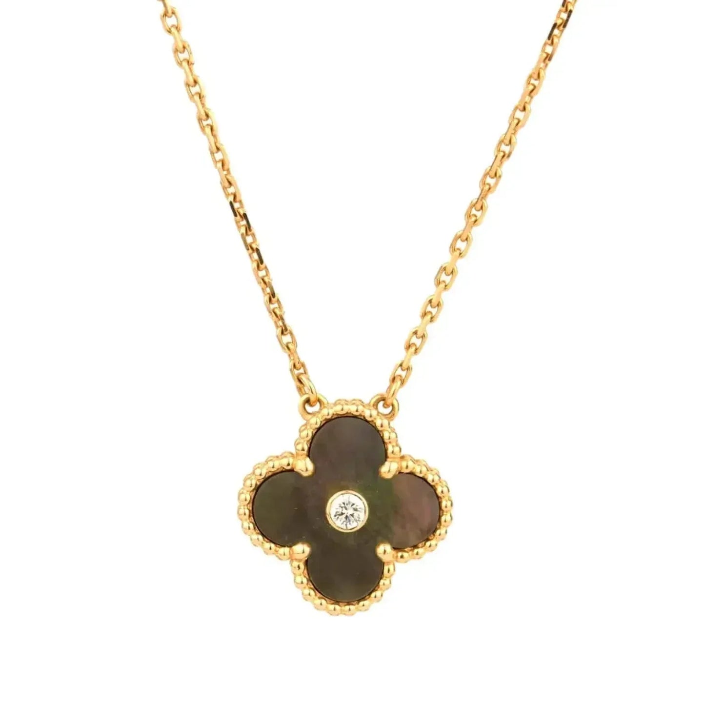 [Lucky Star]CLOVER 15MM DIAMOND AND MOTHER-OF-GREY NECKLACE