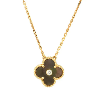 [Lucky Star]CLOVER 15MM DIAMOND AND MOTHER-OF-GREY NECKLACE